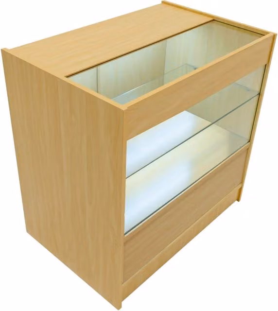 Bancone LED C900 Acero con 2 Ripiani a Vista e 1 Ripiano Chiuso