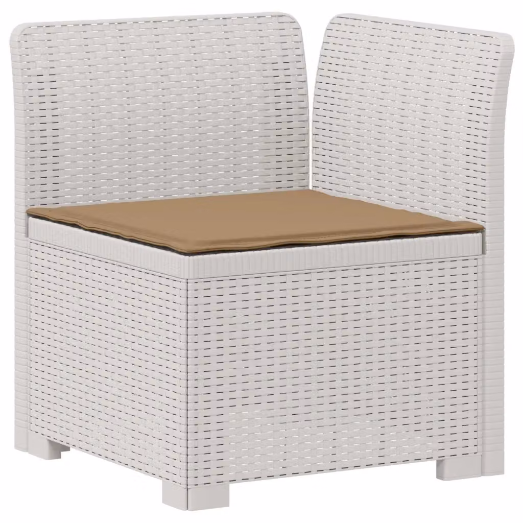 Divano da giardino a 1 posto con cuscino in rattan bianco per esterno e balcone