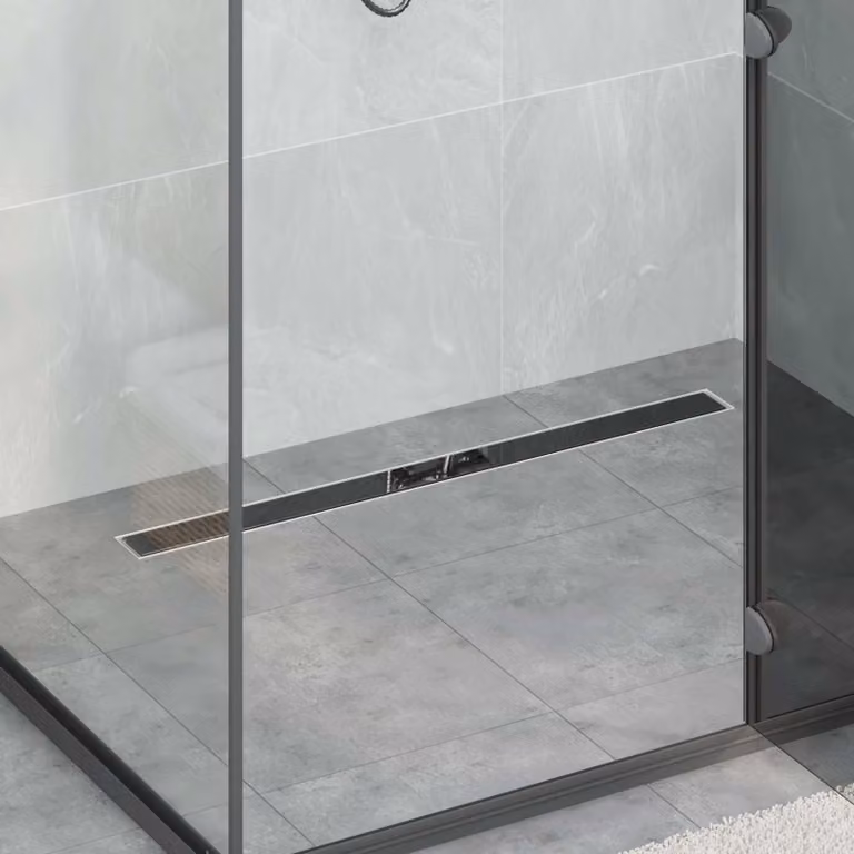 vidaXL Scarico doccia con copertura in vetro e sifone a 360 in acciaio inossidabile, disponibile in nero o argento, 90 cm