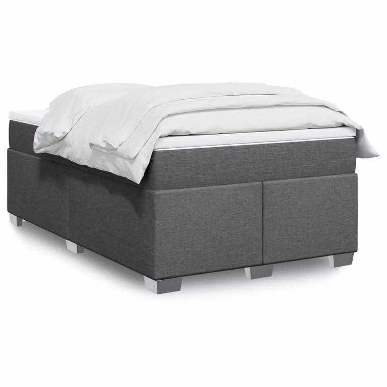 vidaXL Giroletto a Molle Ibrido con Materasso in Tessuto Grigio e Bianco L/P/H: 120 x 190 x 46 cm