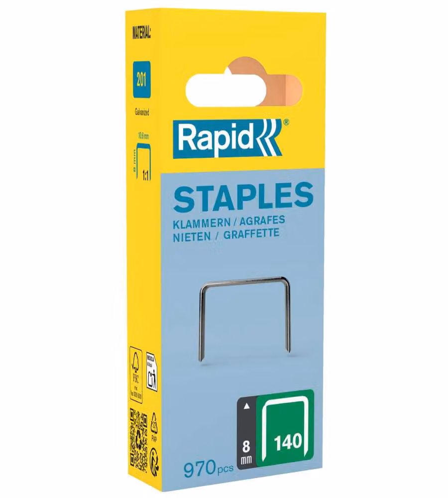 Rapid Graffe a Filo Largo 8 mm Acciaio Zincato - 970 pezzi