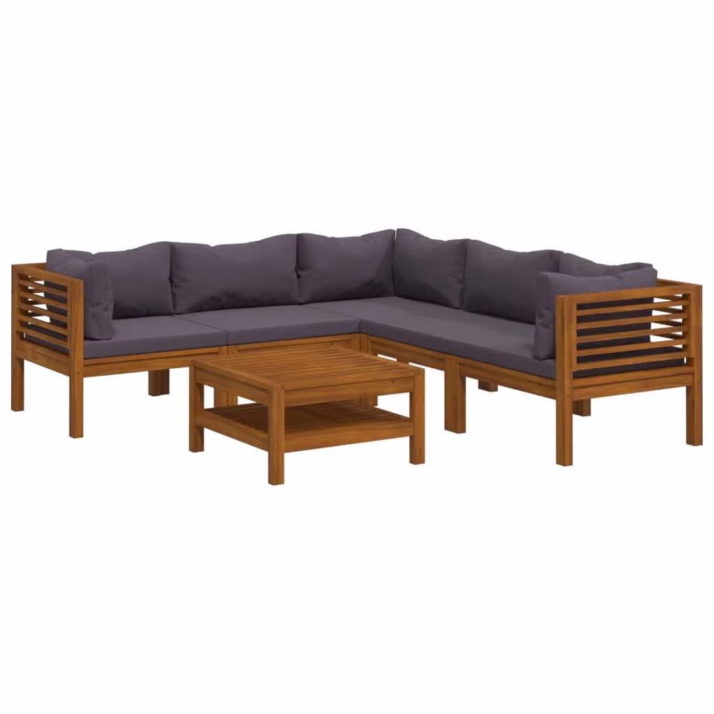 Set Divani da Giardino 6 pz con Cuscini in Massello di Acacia