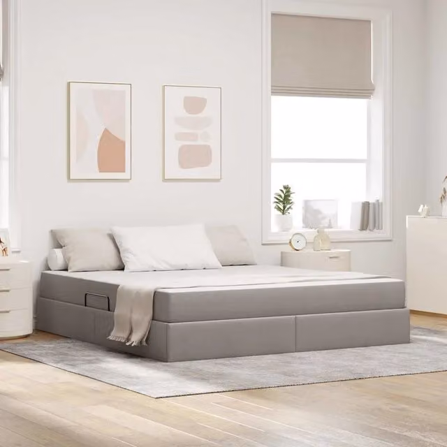 Letto con contenitore moderno vidaXL in tessuto e metallo con materasso, L/P/H: 200 x 160 x 43,5 cm, Grigio/Nero