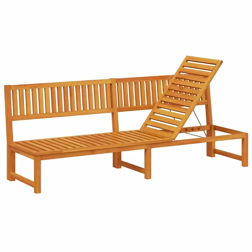 Lettino da sole vidaXL in legno di acacia oliato marrone con poggiatesta regolabile – 2