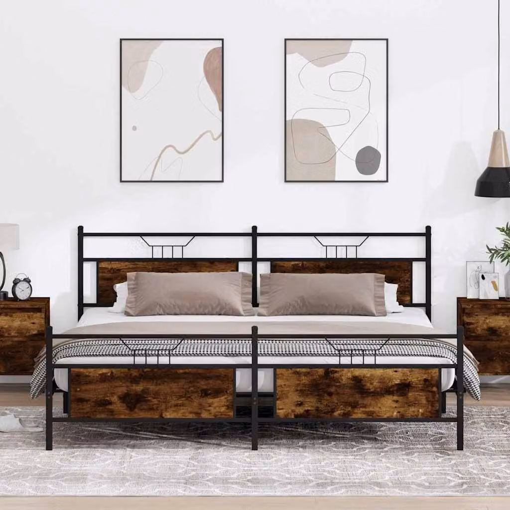 vidaXL Giroletto in Metallo e MDF Rovere Fumo L/P: 200 x 200 cm