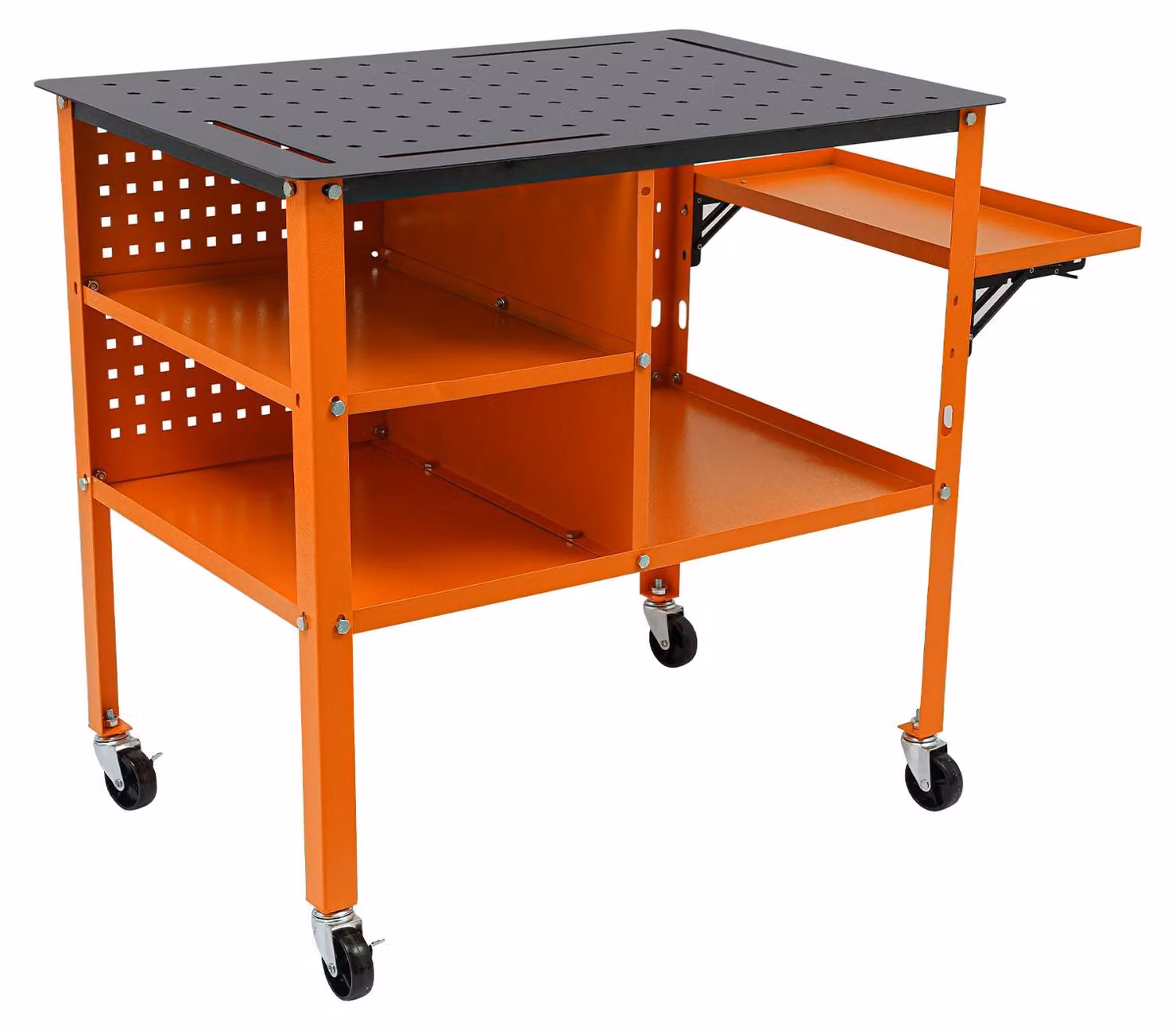 Tavolo da lavoro, design pieghevole, capacità di carico di 500 kg, colore arancione
