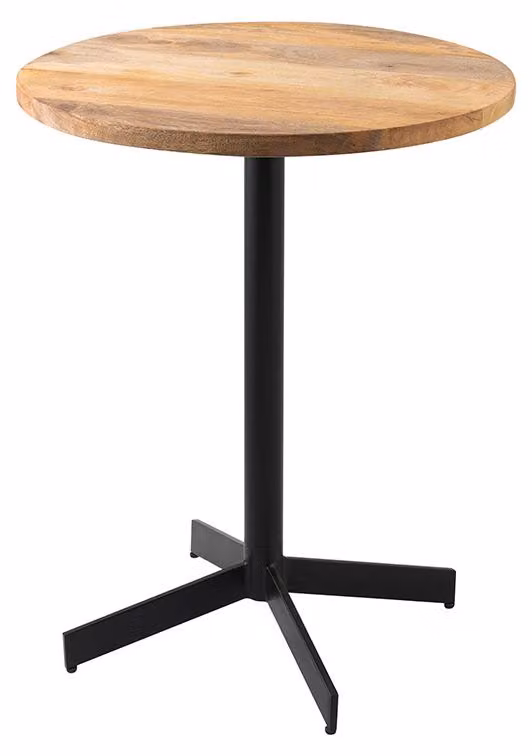 Miliboo - Tavolino da bistrot rotondo in legno massello e metallo nero, diametro 60 cm, modello MEERA