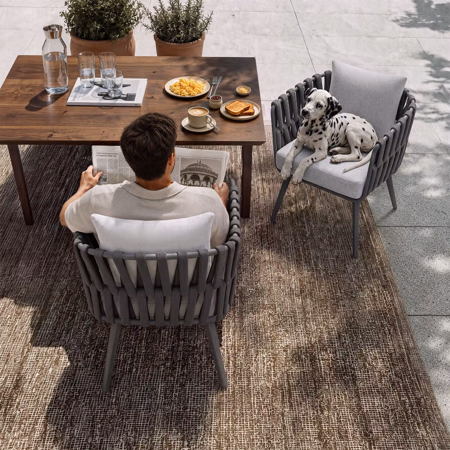 Sedia da giardino tectake moderna con braccioli in alluminio verniciato antracite e cuscini inclusi – 3