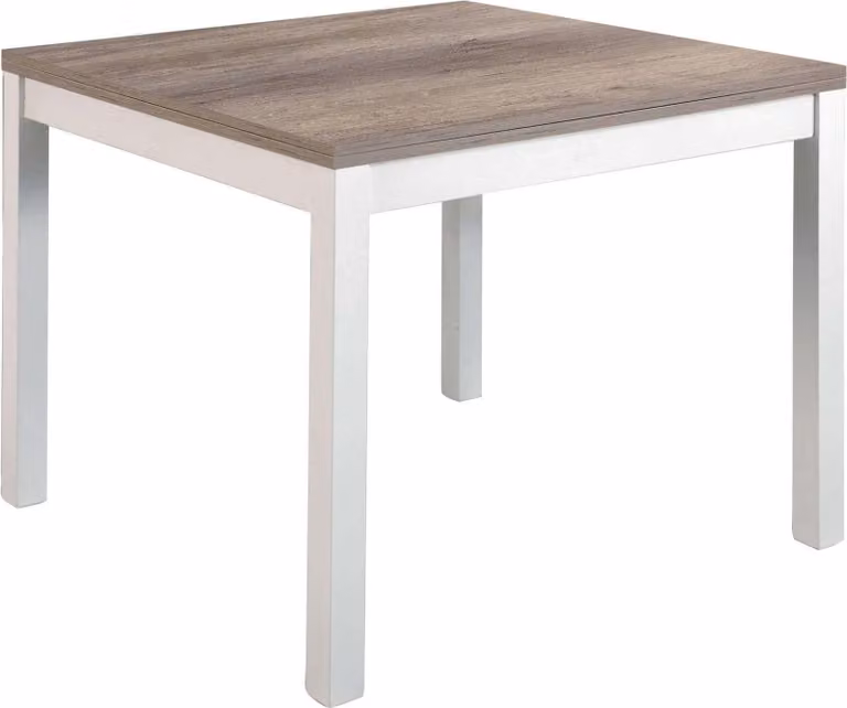 Milani Home - tavolo da pranzo allungabile 90 x 90/180 cm, bianco e legno naturale