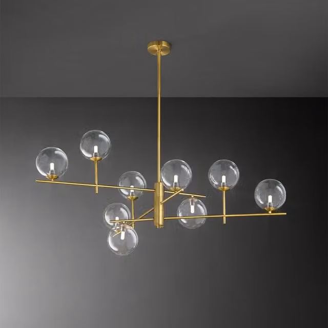 Plafoniera Perenz Pyrex in vetro trasparente e metallo oro/ottone con tecnologia LED e design moderno regolabile