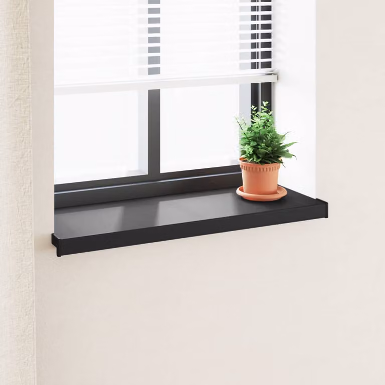 Soglia della finestra vidaXL in PVC nero con venature del legno