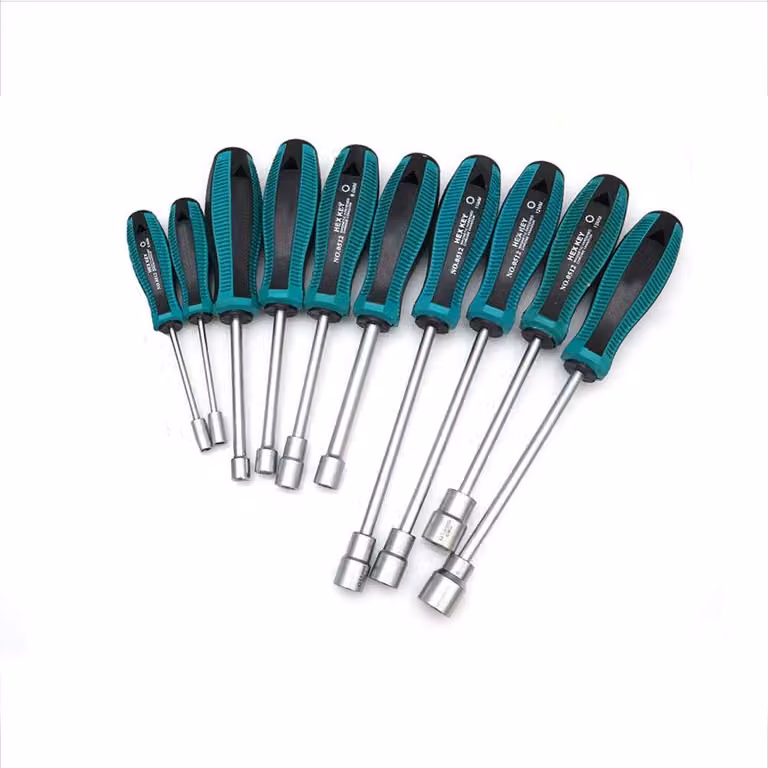 Omgoods - Set di chiavi a bussola da 10 pezzi - Manico ergonomico - Acciaio cromo vanadio di alta qualità - Adatto per viti da 3-9 mm - Resistente alla corrosione - Ideale per la manutenzione generale - Chiave a bussola