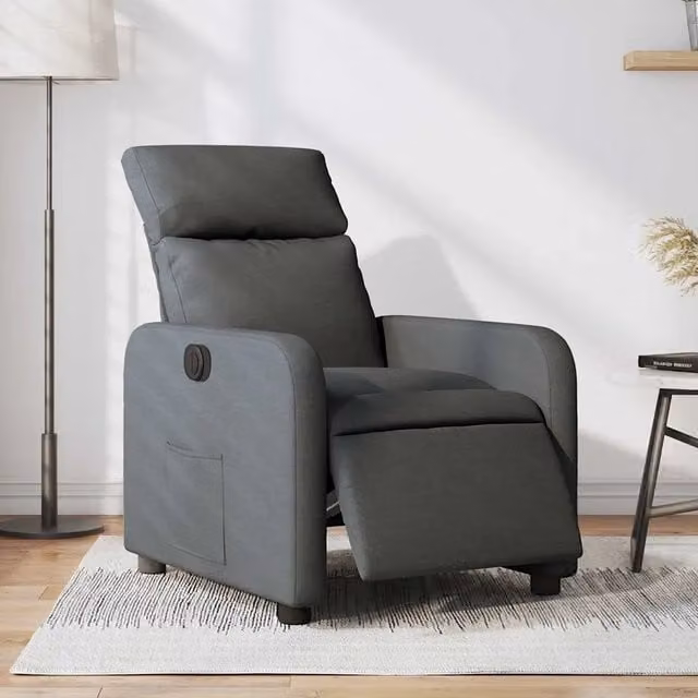 Poltrona Elettrica Reclinabile-Divano Sedia Grigio Scuro in Tessuto 463318
