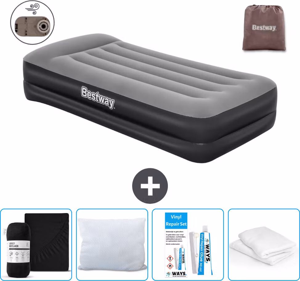 Materasso gonfiabile Bestway - 1 persona - 97 x 191 x 46 cm - Grigio - Accessori inclusi