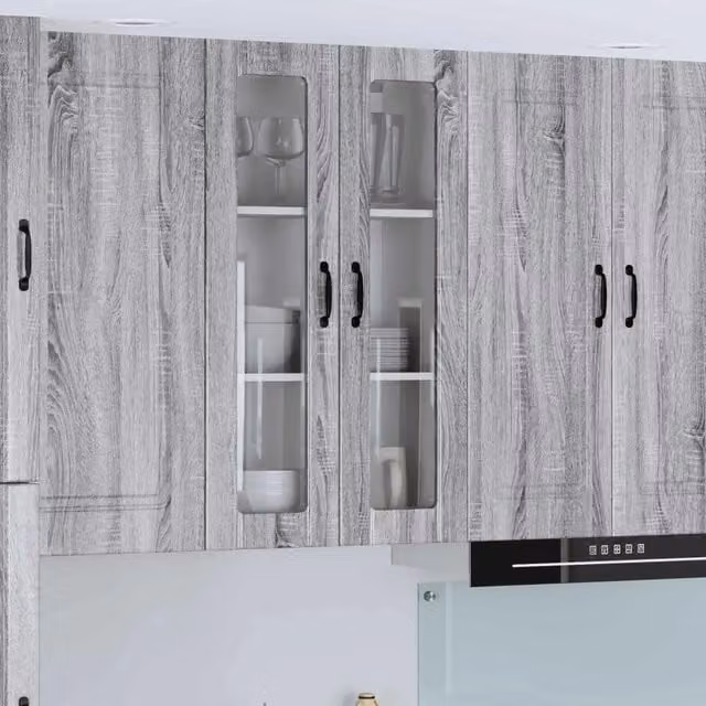 Pensile da cucina moderno vidaXL in legno grigio con ante a battente L/P/H: 60 x 31 x 100 cm