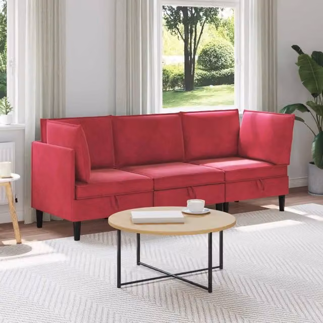 Set di mobili per il soggiorno 3 pz Rosso Vino Velluto 3413748