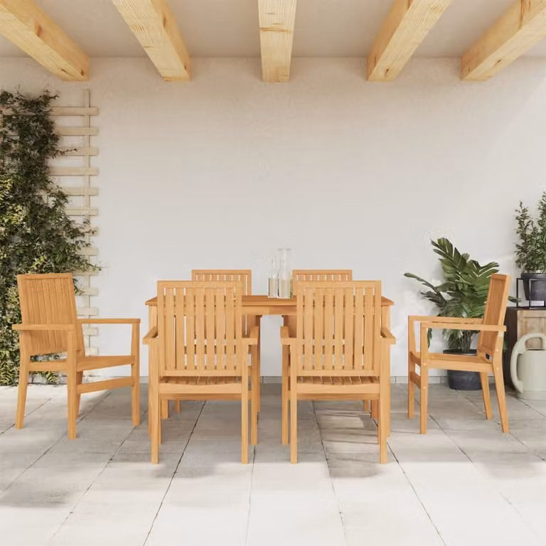 Set da pranzo da giardino vidaXL in legno di teak marrone, 7 pezzi