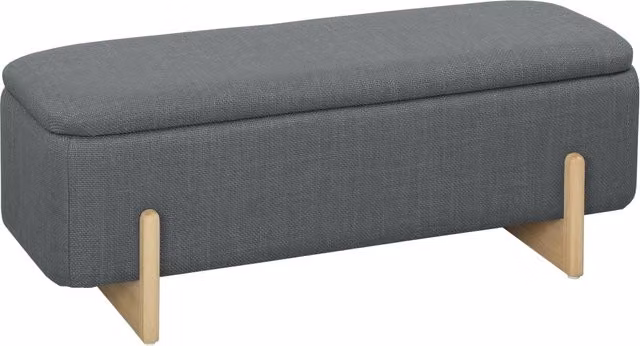 Panca Contenitore Imbottita in Tessuto Effetto Lino Pouf Cassapanca con Vano Portaoggetti Grigio Scuro 111 x 44 x 44,5 cm