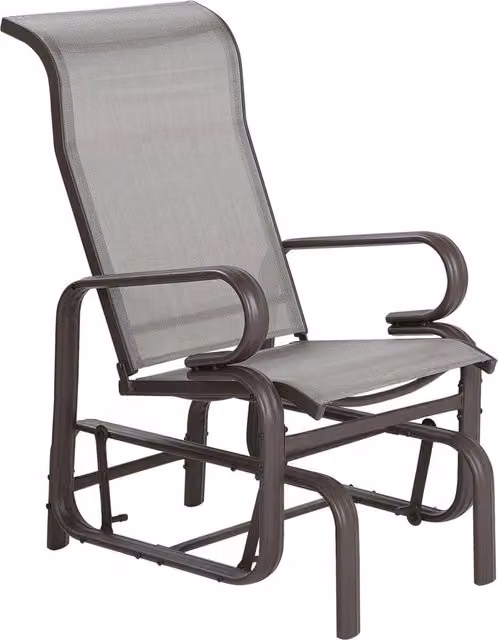 Sedia a dondolo da giardino con struttura in alluminio marrone a dondolo per esterni