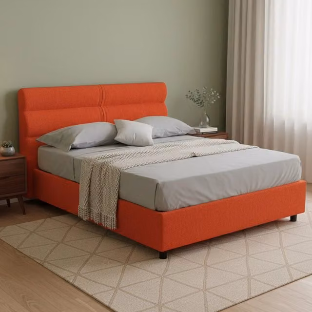 Letto Matrimoniale Briaglia DMORA Arancione e Nero L/P/H: 160 x 200 cm