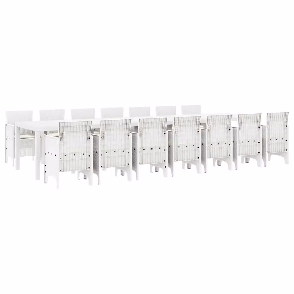 Set da pranzo da giardino vidaXL in rattan bianco con 15 pezzi e cuscini – 2