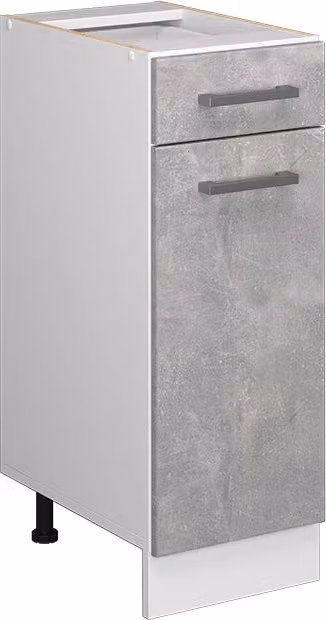 Mobiletto base per cucina Vicco R-Line Bianco e Grigio con ante a battente e cassetti L 30 cm