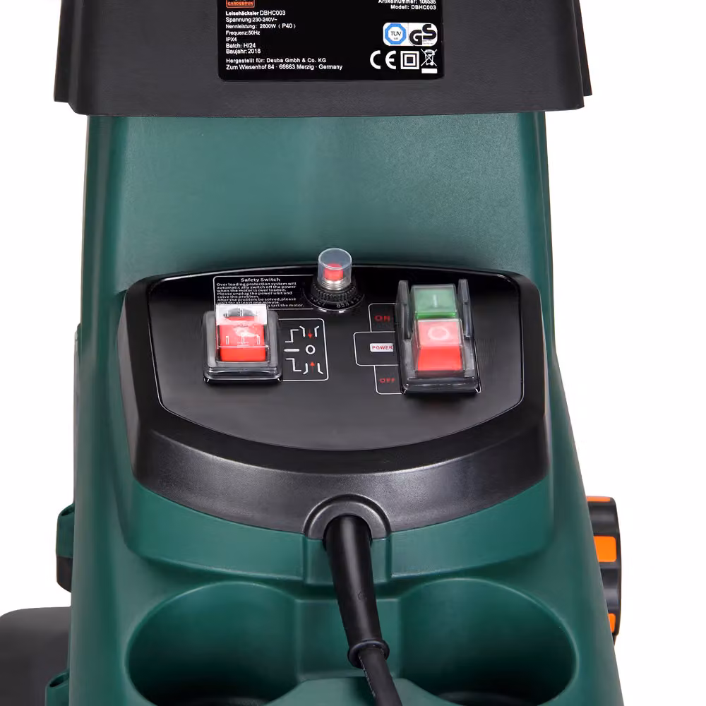 Biotrituratore silenzioso GARDEBRUK da 2800W con sacco di raccolta da 60L, verde e nero – 2
