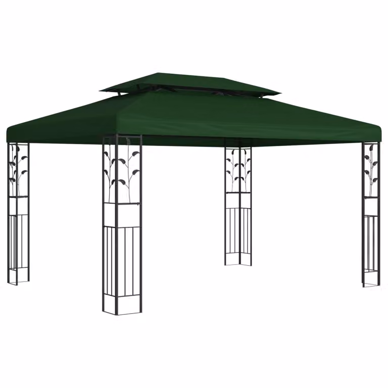 Gazebo vidaXL in acciaio e poliestere verde L: 397 cm, P: 296 cm, H: 268 cm