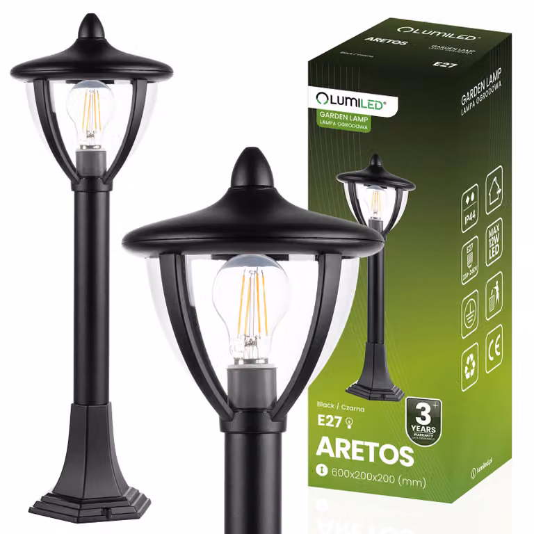 Palo da giardino per esterni E27 Lanterna LED ARETOS 60cm LUMINATA