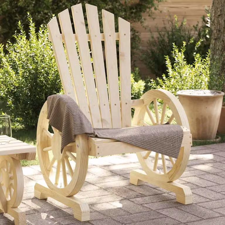 Sedia da giardino Adirondack vidaXL in legno di abete color beige o marrone con braccioli