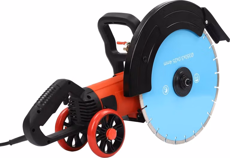 Scalpellatrice elettrica per muri - Segatrice per cemento - Potenza 3500 W - Profondità di taglio 135 mm - Lama 350 mm - Velocità di rotazione 3600 giri/min - Spina UE 220 V - Blu