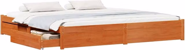 Letto matrimoniale | Letto per adulti | Struttura del letto con cassetto Marrone cerato 200 x 200 cm