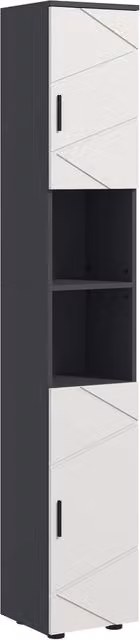 Mobile da Bagno Moderno Xylo in MDF Grigio Opaco con Ripiani Regolabili e Ante a Battente H: 183 cm, L: 30 cm, P: 30 cm