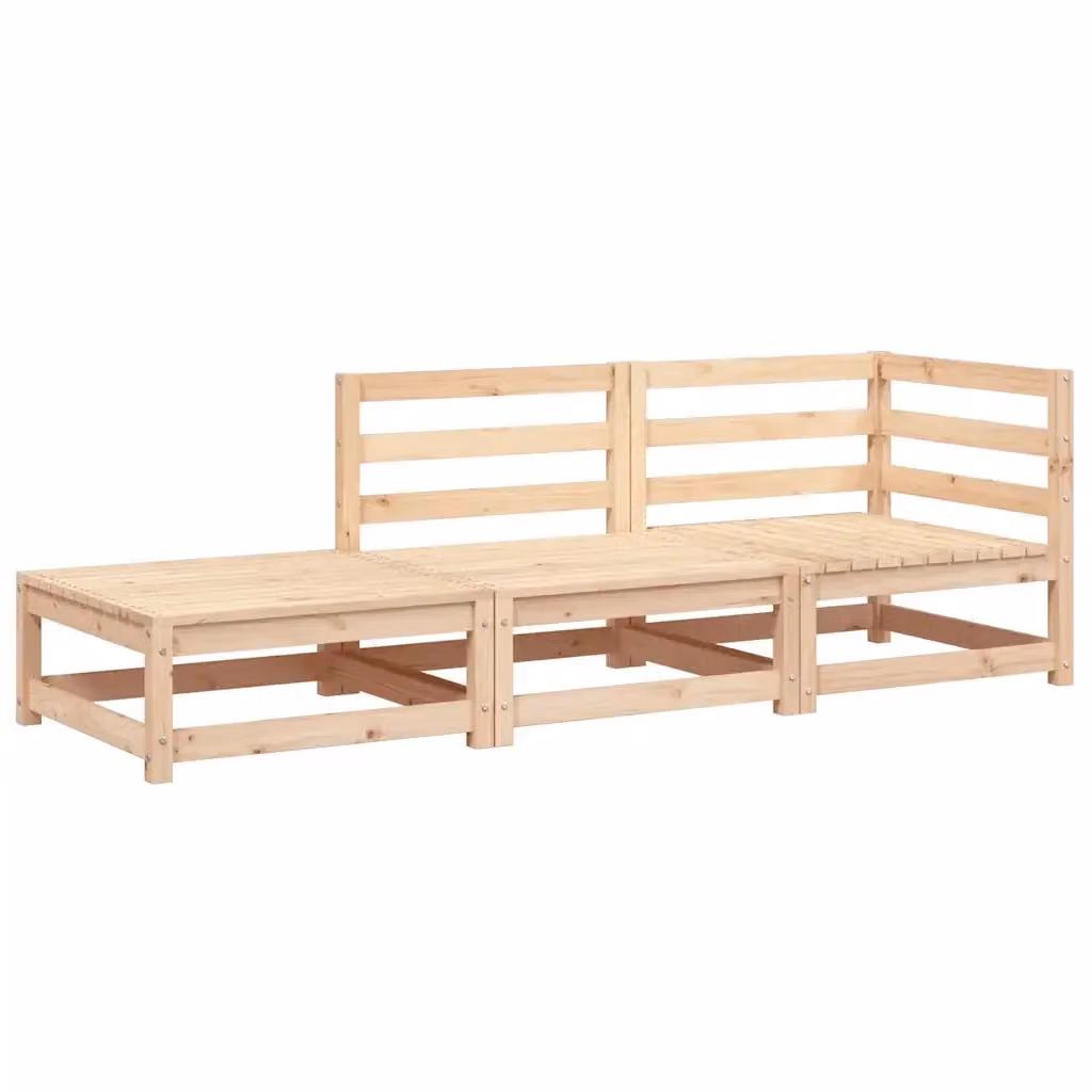 vidaXL Divano da Giardino ad L con Poggiapiedi in Legno di Pino e Cuscini Beige – 2