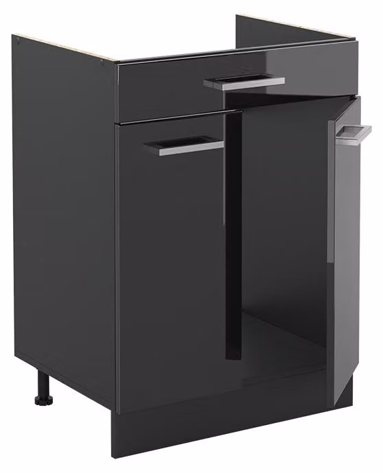 Mobiletto base cucina Vicco R-Line Antracite lucido/Antracite 60 cm con cassetto senza piano di lavoro, Model 61073