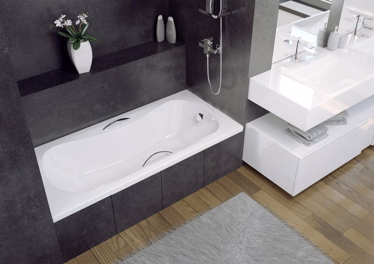 Badewanne Eckwanne Eck 150*70 cm Acrylwanne Wanne Bad Eckbadewanne Wannen Weiß