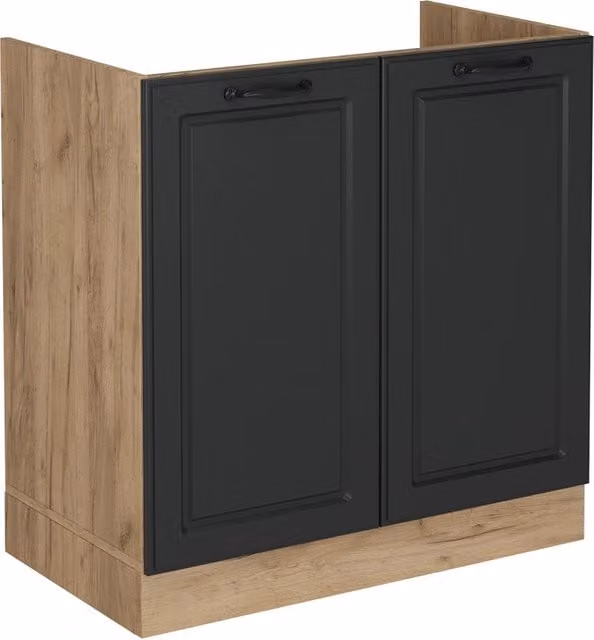 Mobile lavello cucina Vicco R-Line Antracite e Rovere con ante a battente, Larghezza: 80 cm – 1