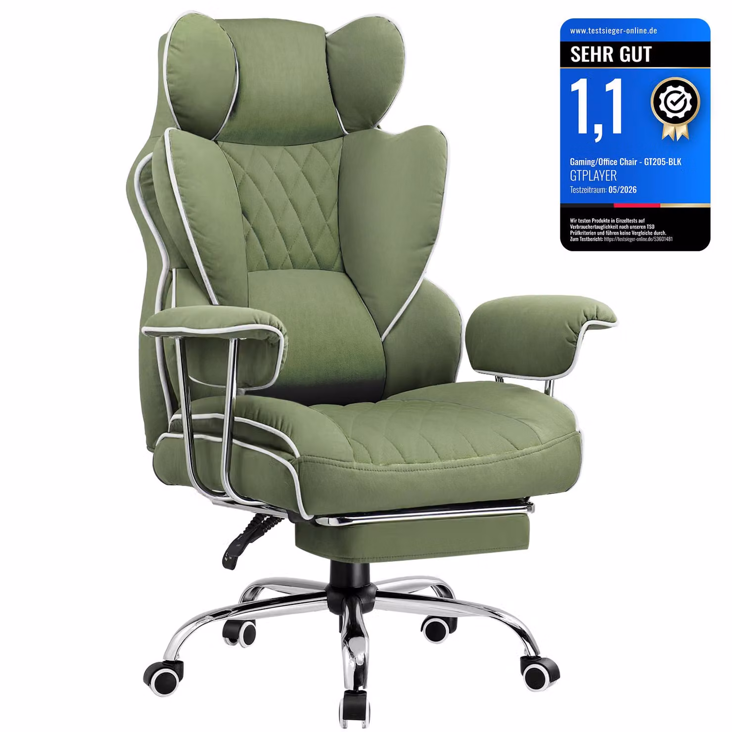 Sedia da gioco GTPLAYER, sedia da gioco, sedia da ufficio ergonomica con poggiapiedi, supporto lombare regolabile e cuscino per la testa, sedia da gioco imbottita, poltrona da gioco