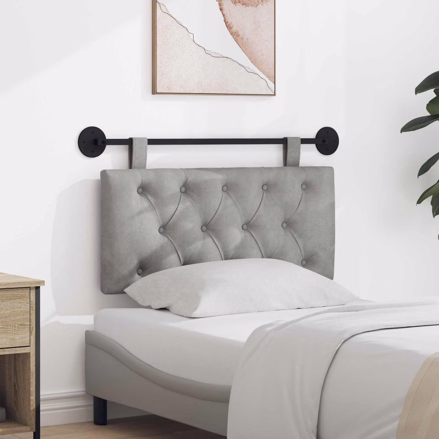Testiera sospesa vidaXL in velluto grigio con illuminazione integrata