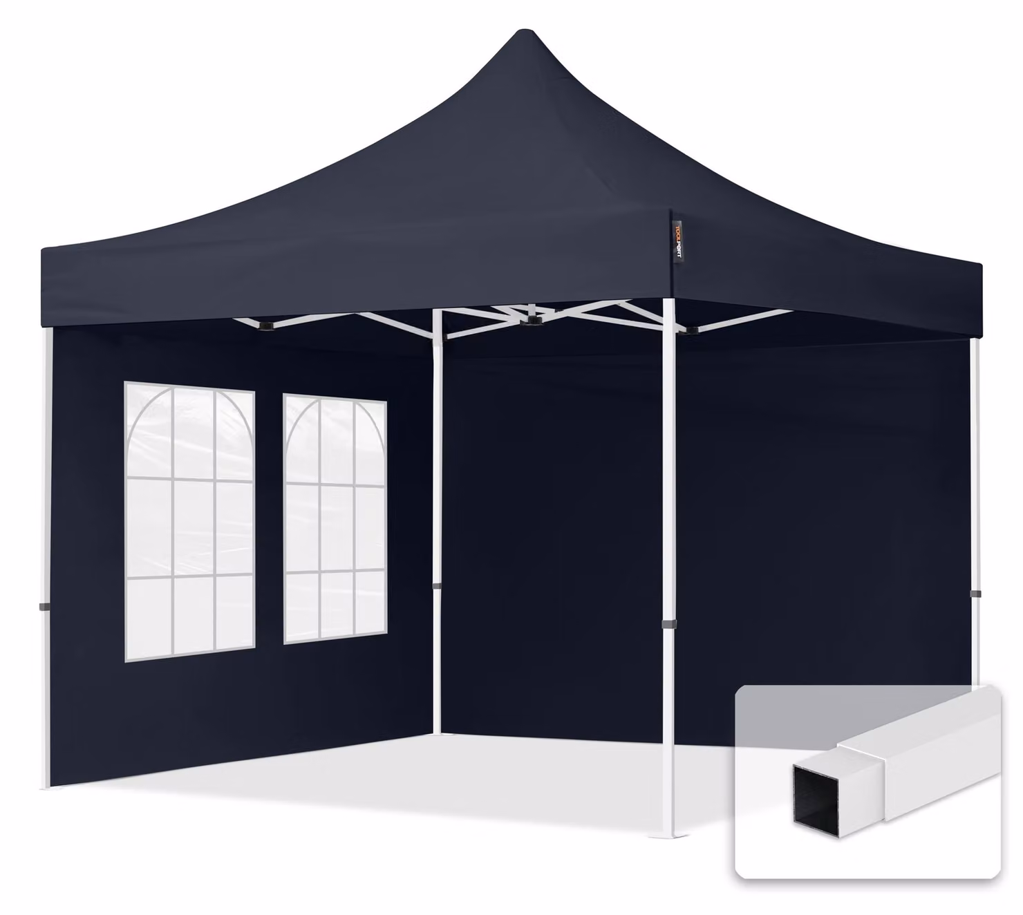 TOOLPORT 3x3m gazebo pieghevole con laterali (finestre), ECONOMY acciaio, grigio scuro