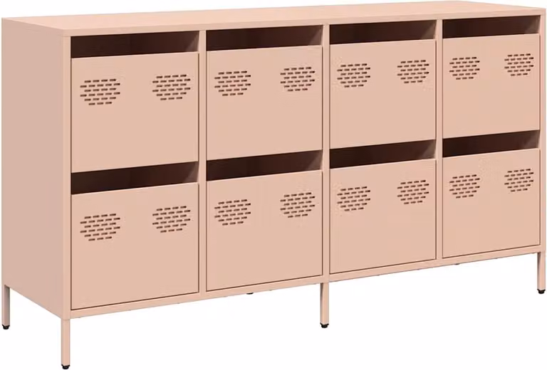 Credenza Rosa 135x39x73,5 cm in Acciaio Laminato a Freddo