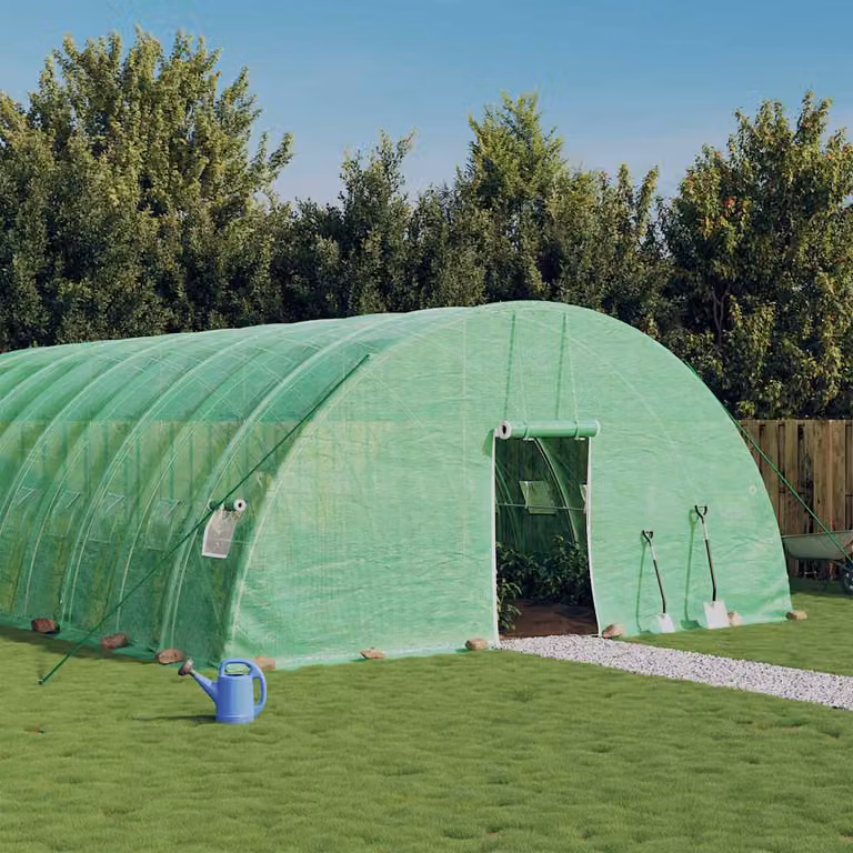 Serra con telaio in acciaio galvanizzato verde vidaXL, L: 20 m, P: 6 m, H: 2,85 m