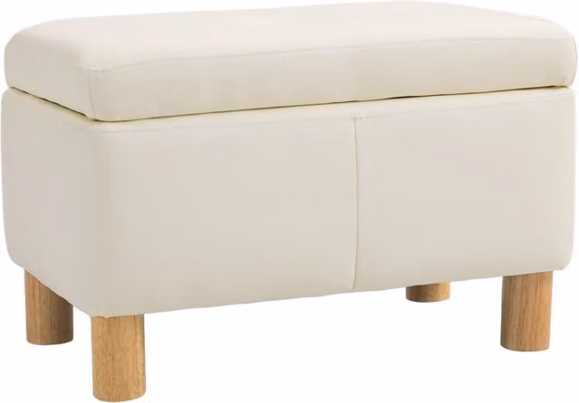 Cassettiera imbottita Minimal in similpelle e legno color crema L 60 cm, P 38 cm, H 40 cm
