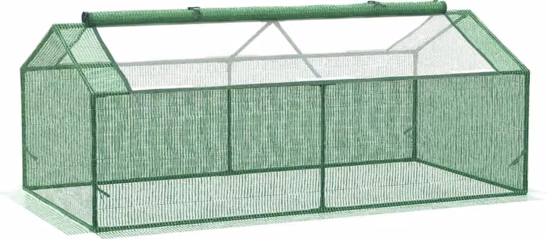 Tunnel in plastica Moonbite, dimensioni 180 x 90 x 70 cm, con 2 finestre in rete con cerniera, mini serra con copertura resistente ai raggi UV, bordo di 8 cm per l'interramento, metallo, colore verde