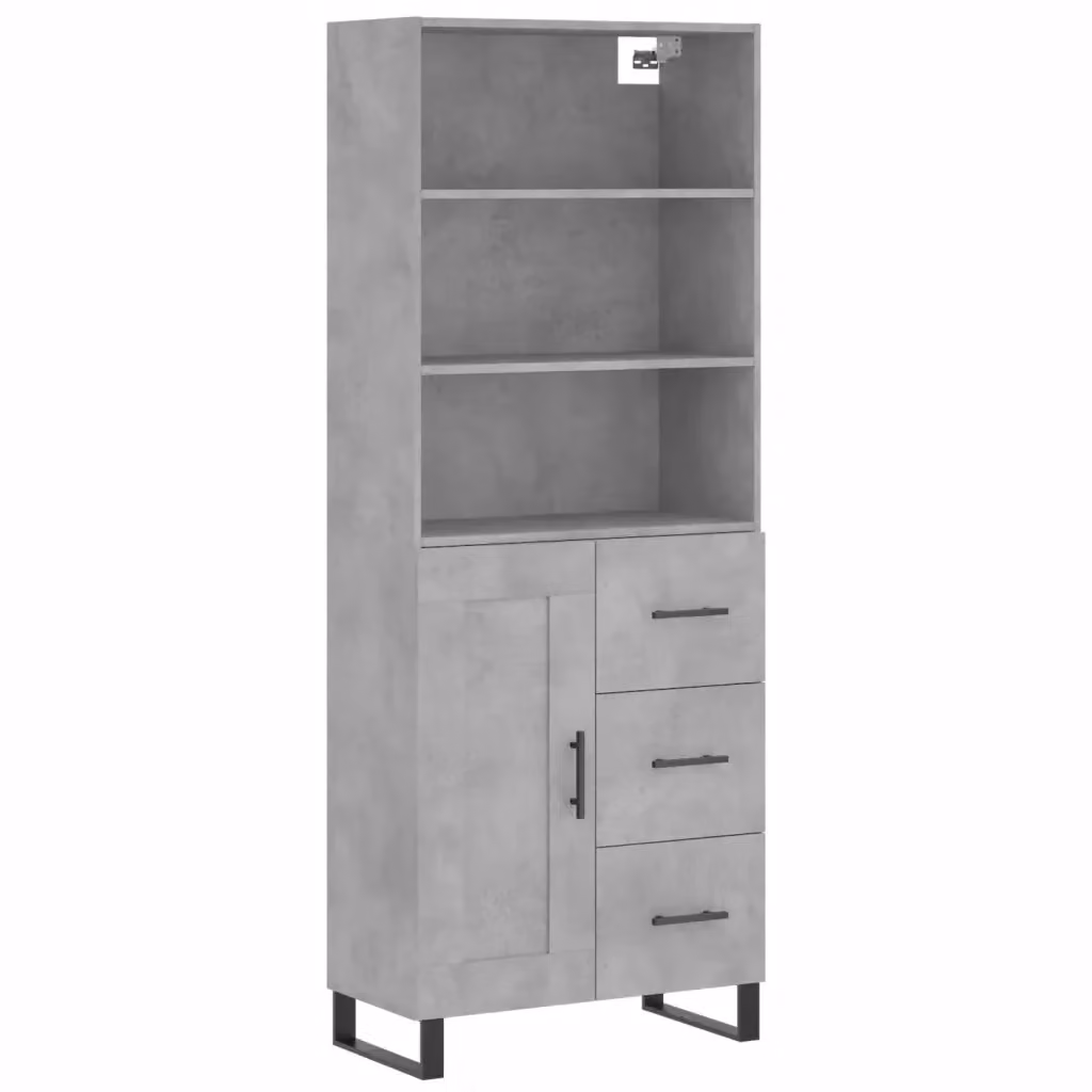 Credenza moderna vidaXL in legno e metallo grigio L: 69,5 cm, P: 34 cm, H: 180 cm – 2