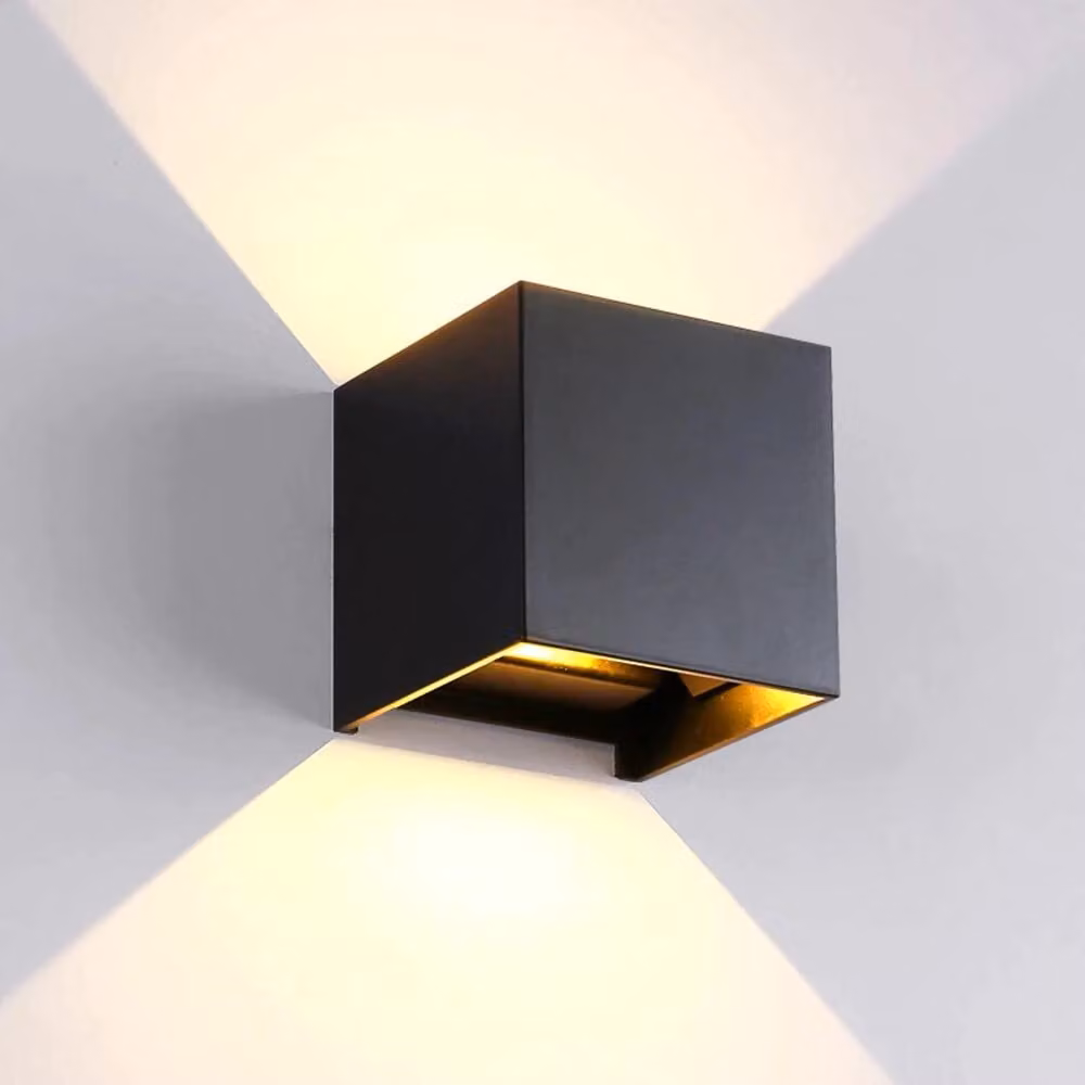 LUMILED lampada da parete per esterni Lampada da parete per esterni luce da giardino terrazza IP65 nero rotondo impermeabile alluminio 230V 2x 3W bianco neutro 4000K orientabile