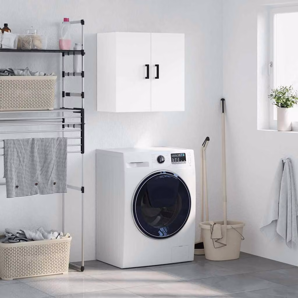 Armadietto a muro vidaXL bianco con ante a battente e ripiani interni in legno, L 60 cm x P 31 cm x H 60 cm