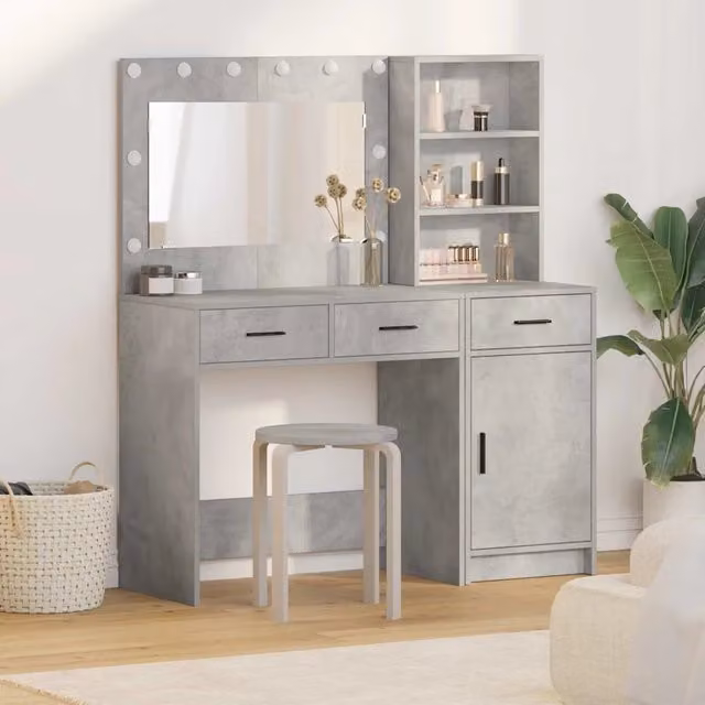 Set di 2 Tavoli da Trucco vidaXL Grigio L: 78,5 cm, P: 41 cm, H: 135 cm