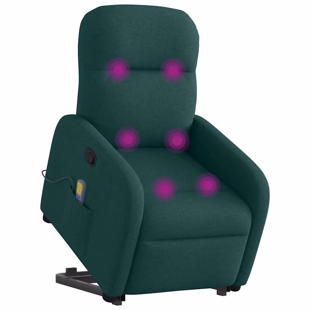 Poltrona Alzapersona con Assistenza Elettrica vidaXL Verde in Tessuto e Schiuma L/P/H: 66 x 88 x 95 cm – 2