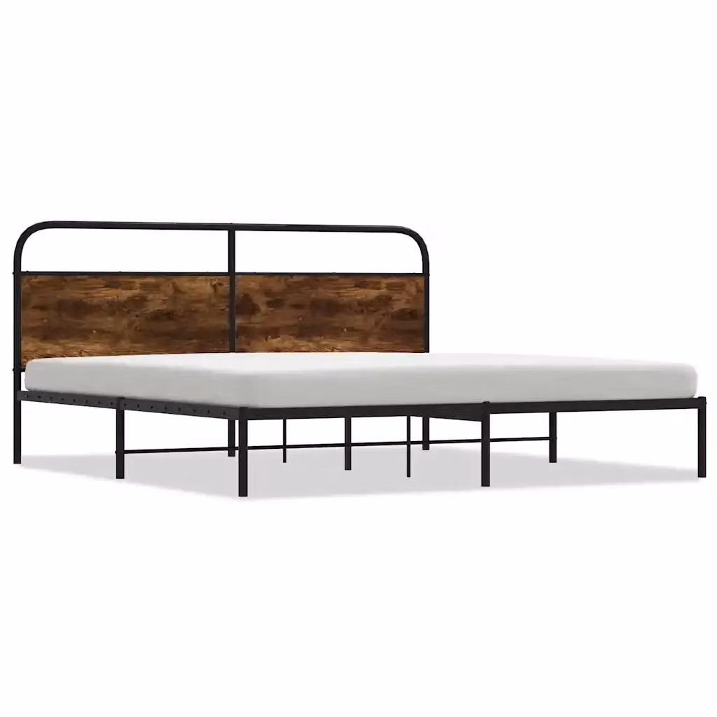 Struttura Letto Design Mania in Metallo e Rovere Fumo con Giroletto, L/P: 200 x 200 cm – 2